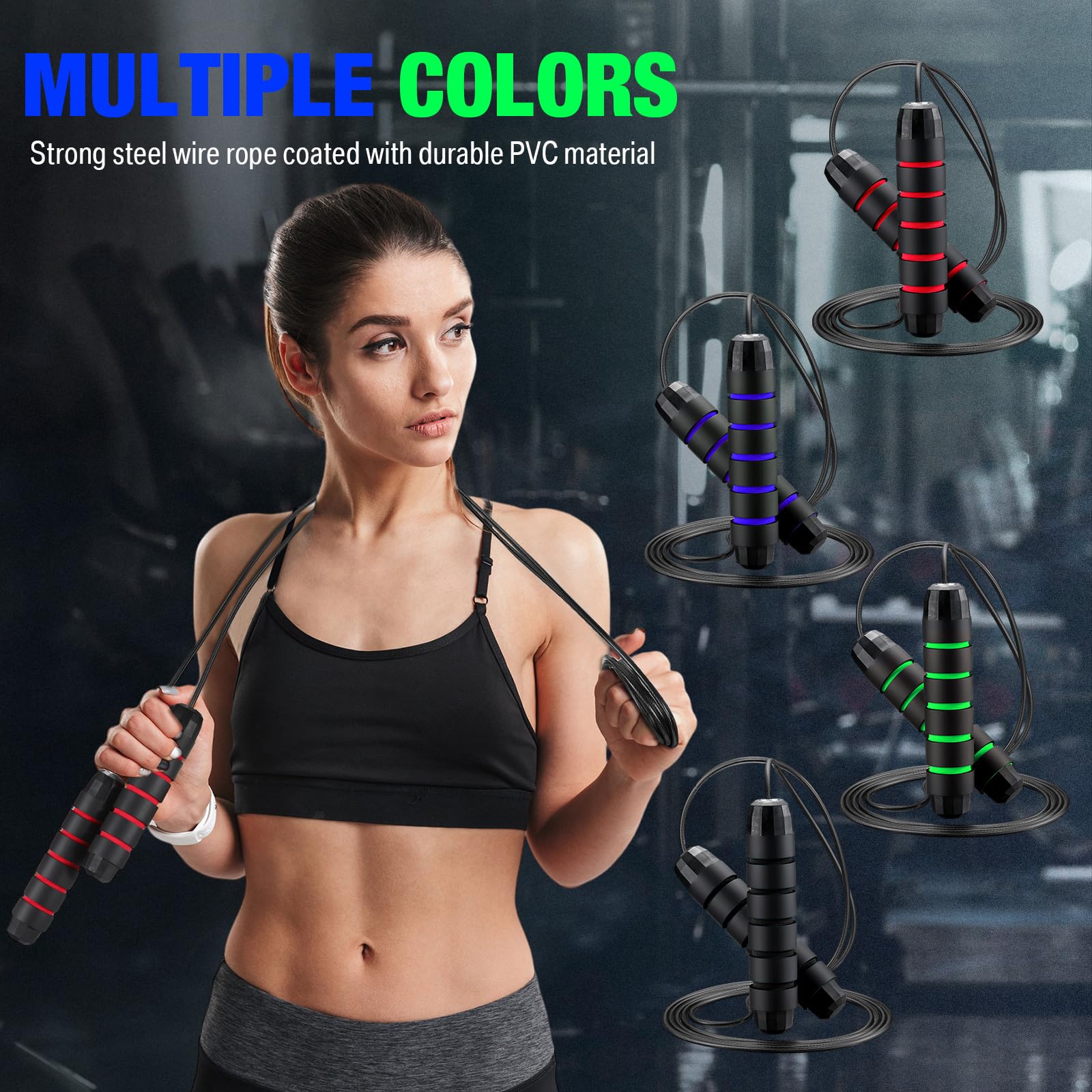 HyDren Springseil, verstellbares Springseil mit weichen Schaumstoffgriffen, schnelles Springseil mit Kugellagern, für Damen, Herren, Kinder, Fitness zu Hause, Schule, Fitnessstudio, 24 Stück