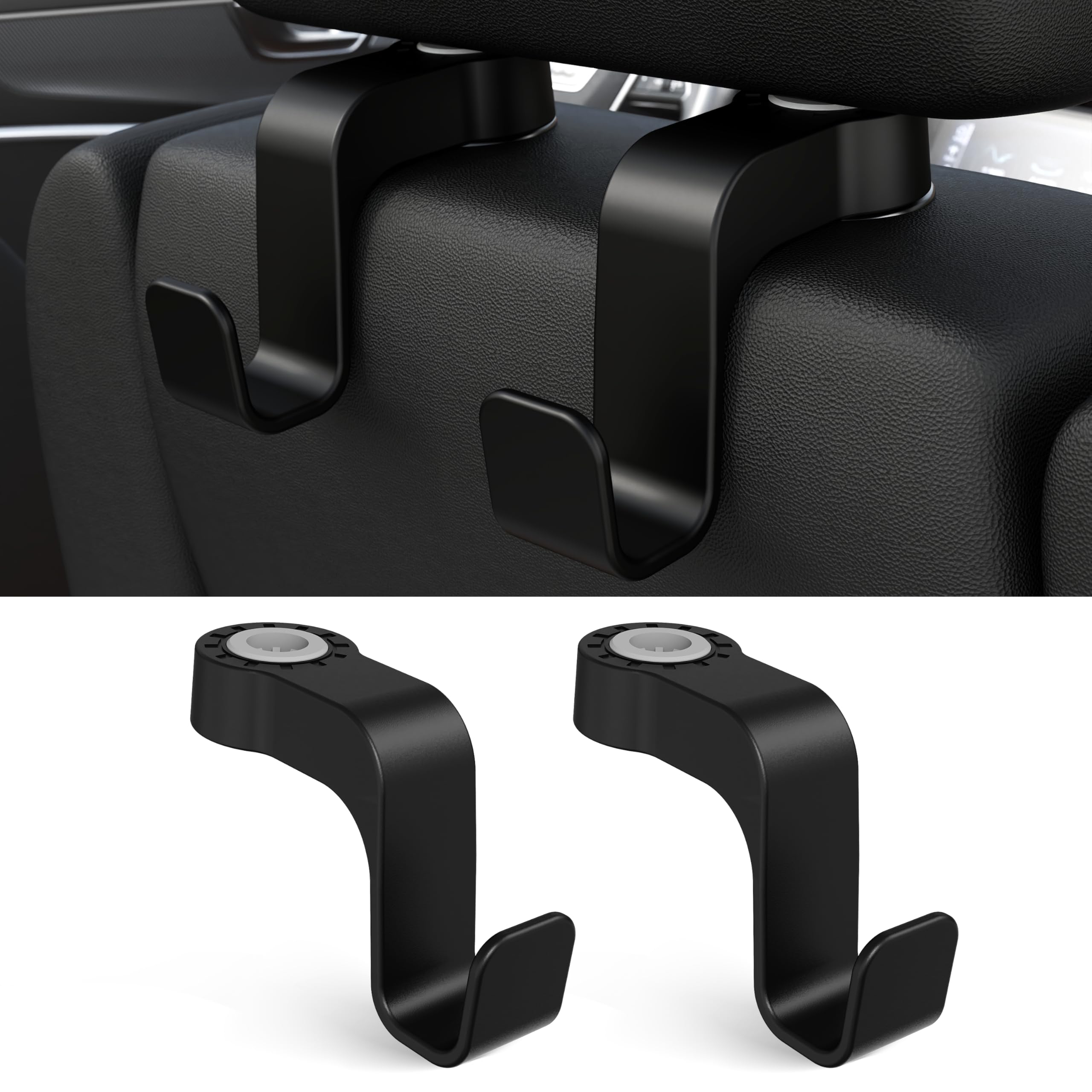 Amooca Ganchos para asiento de coche, anticaídas, para reposacabezas, organizador automotriz de ajuste universal para bolso, abrigo, paquete de 2