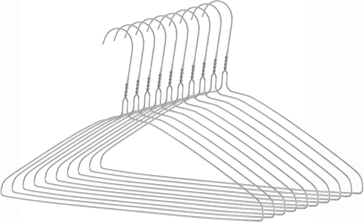 Whitmor Metal Wire Clothes Hangers, 16 Inch Heavy Duty Metal Hangers for Clothes, Slim Space-Saving Coat & Garment Hangers, Rust-Resistant Steel Wire Hangers, 10 Pack, Silver