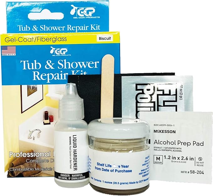 Gelcoat Products 58-204 Tub and Shower Repair Kit-Biscuit - Amazon.com