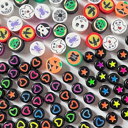 500 cuentas espaciadoras de arcilla polimérica de Halloween, cuentas de arcilla polimérica, cuentas de arcilla de Halloween, cuentas de mezcla de