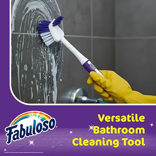 Miniatura 7 de Fabuloso Cepillo para azulejos con limpiador de manchas  Cepillo de limpieza de baño con cerdas medianas, limpiador de ducha y agujero para colgar