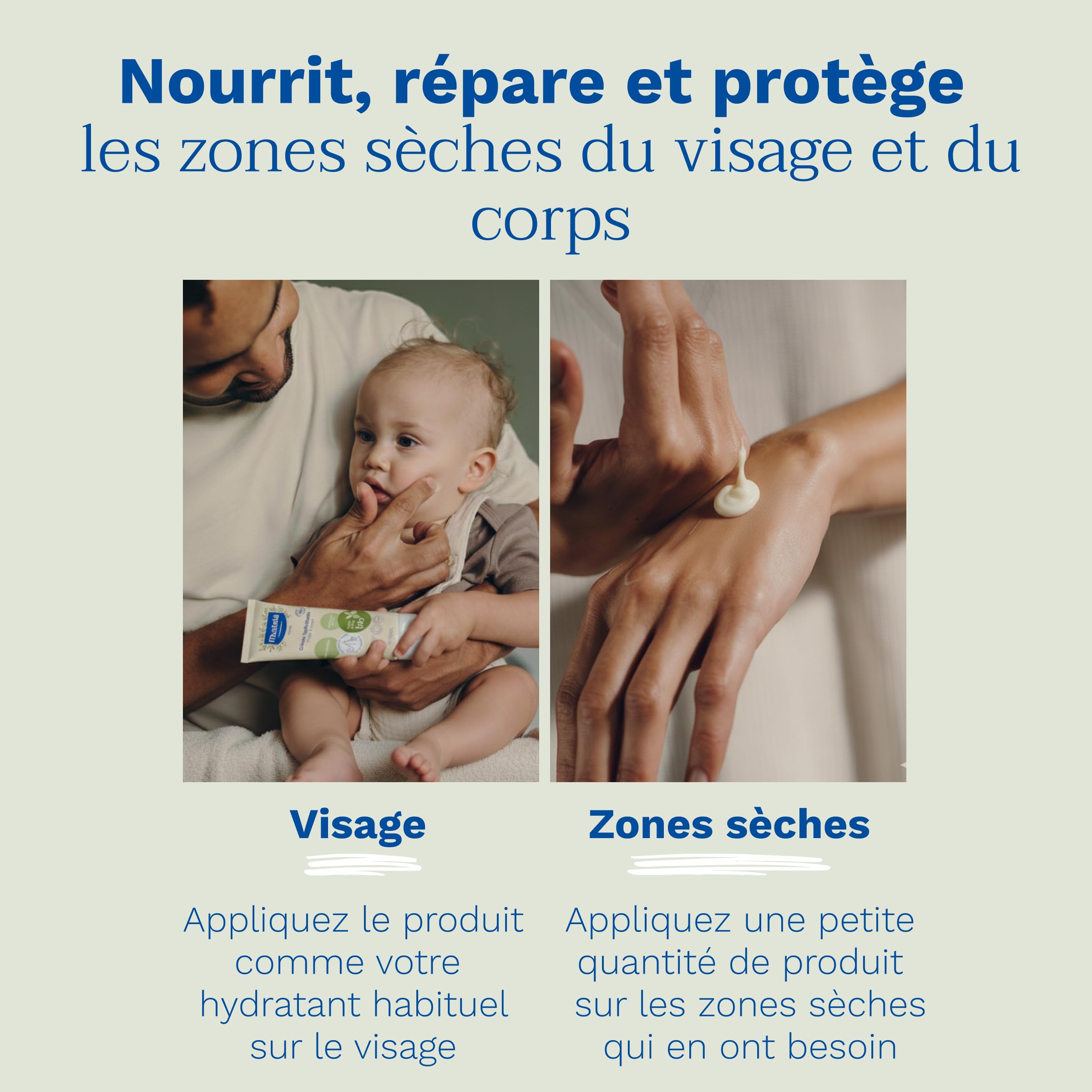 Mustela - Crème Hydratante Bébé à l'Huile d'Olive Bio - Pour Toute la Famille dès la Naissance - Peaux Sensibles - Huile d'Olive, Glycérine et Aloe Vera - Crème Hydratante Visage et Corps Bio