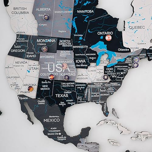 Miniatura 5 de Awesometik Banderas de empuje para piezas de mapa de madera del mundo, pasadores creativos de bandera nacional, tachuelas para pulgar, mapa de país,