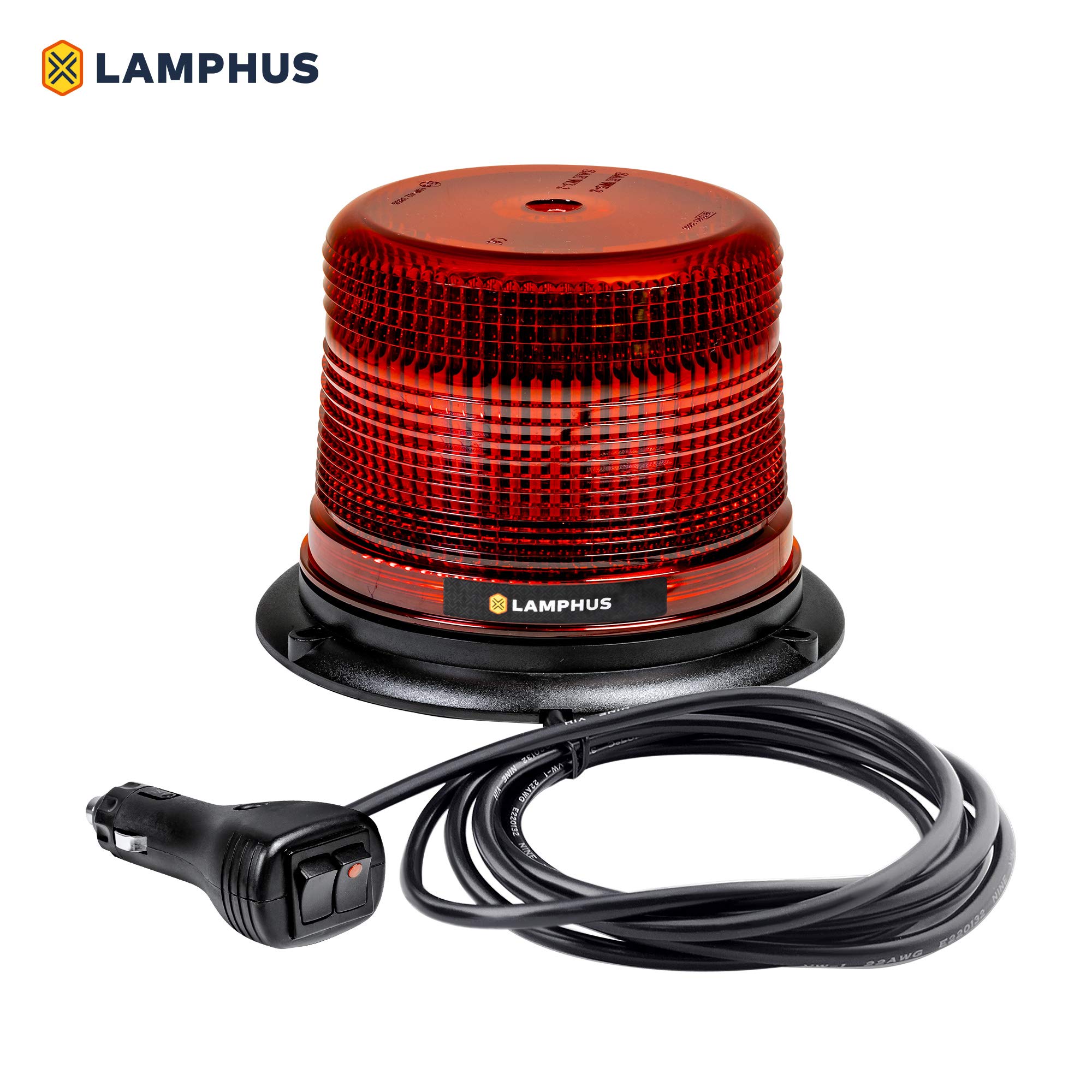 AURA 5" 12W RED LED Flashing Beacon Light [SAE Class 1] [38 Flash Modes] [Magnet/permanent] [High Do