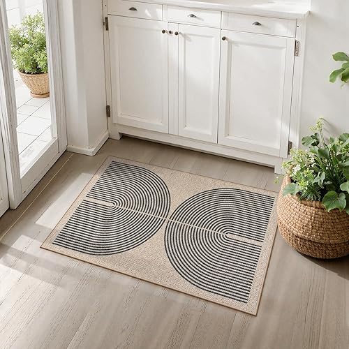 Vista 349 de Lahome Alfombra moderna de yute, de 2 x 8 pies, lavable, para entrada, granja, cocina, antideslizante, para interiores y exteriores, alfombra