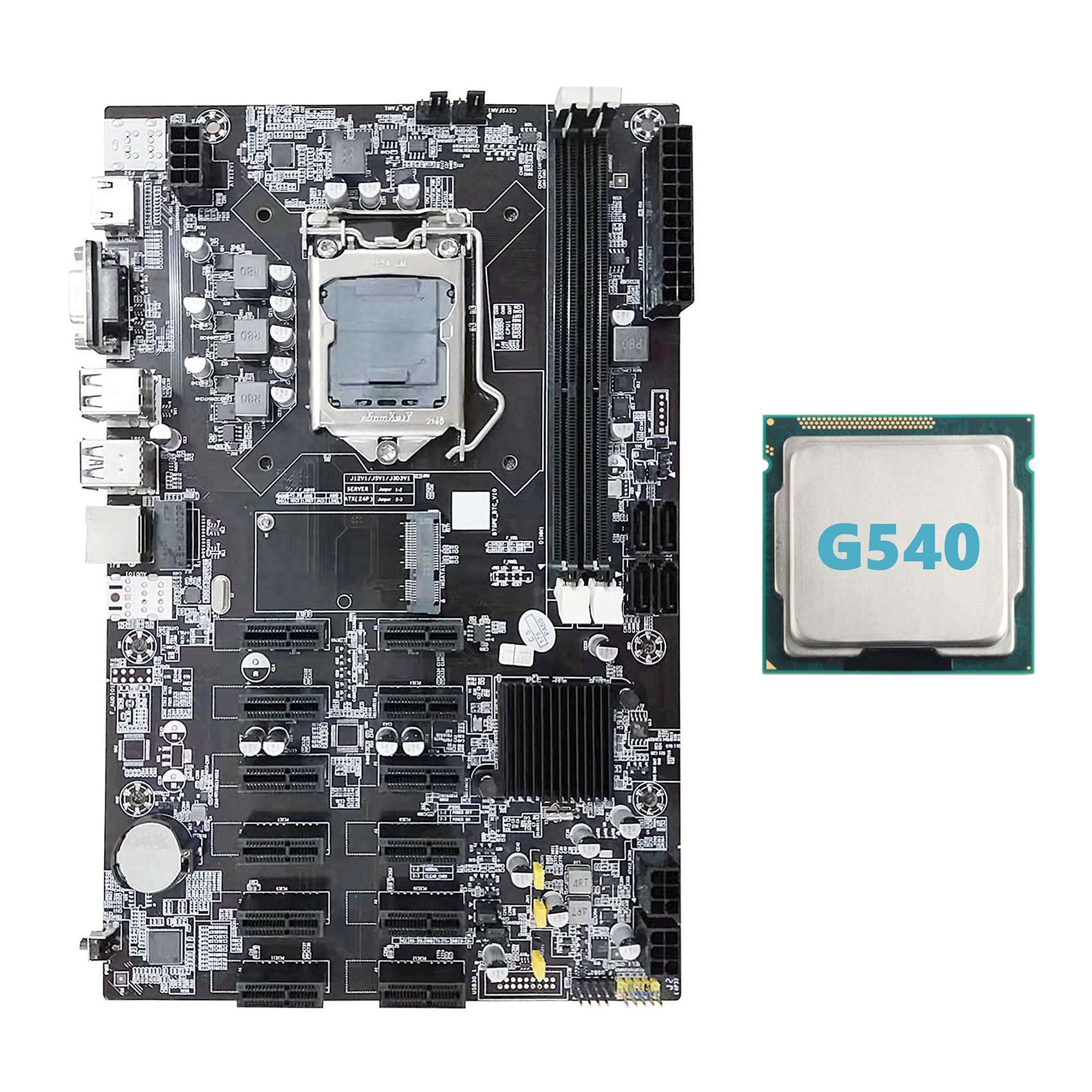 mainboard B75 ETH マイニングマザーボード 12USB+G860 CPU+2X4G DDR3 RAM+128G SSD+