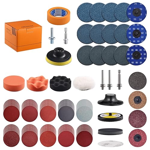 Paquete de 133 discos de lijado de 3 pulgadas para pulir taladro, kit variado de accesorios para amoladora con vástagos de 516 pulgadas y 14