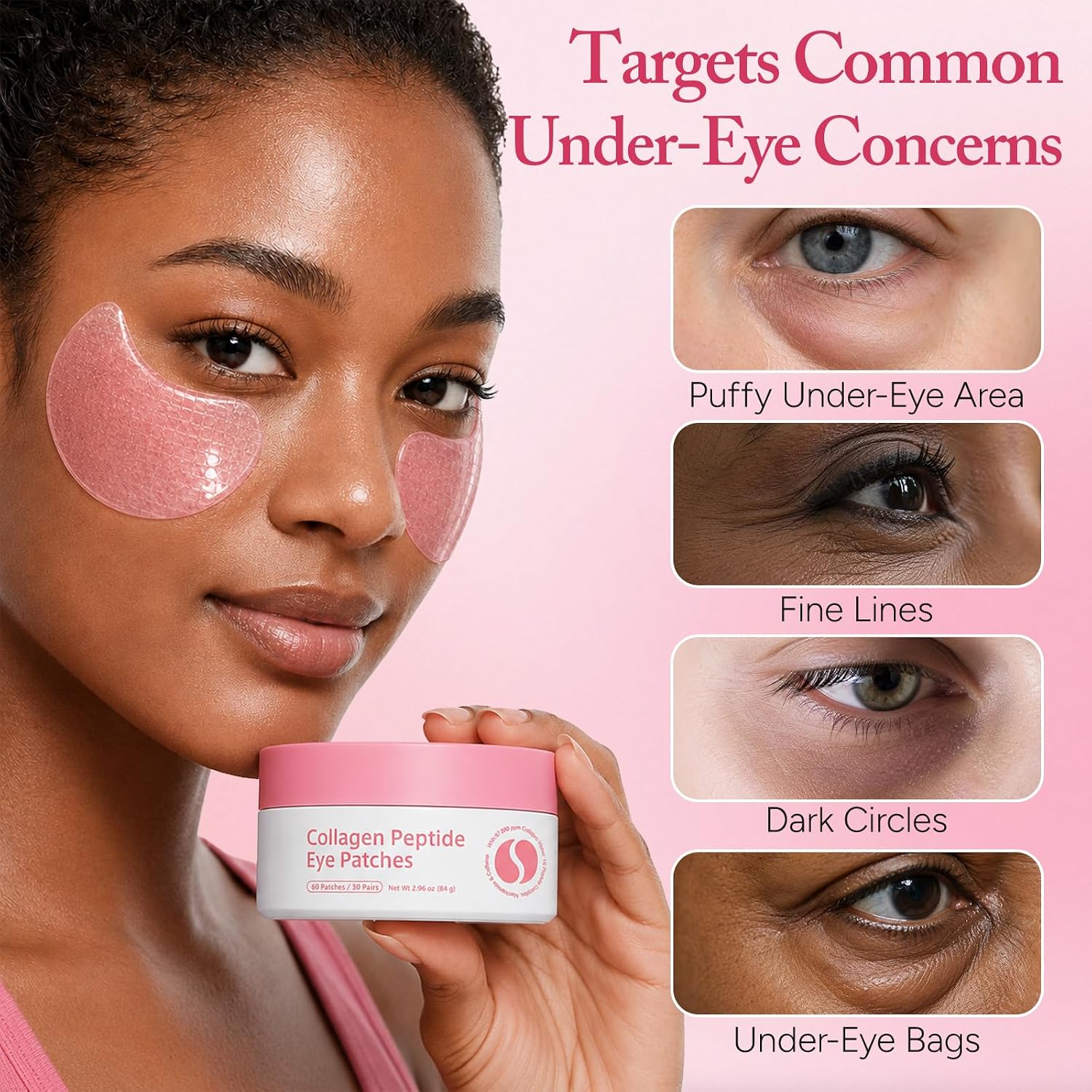 Collagen Peptide Eye Patches,Under Eye Patches for Puffy Eye & Dark Circles