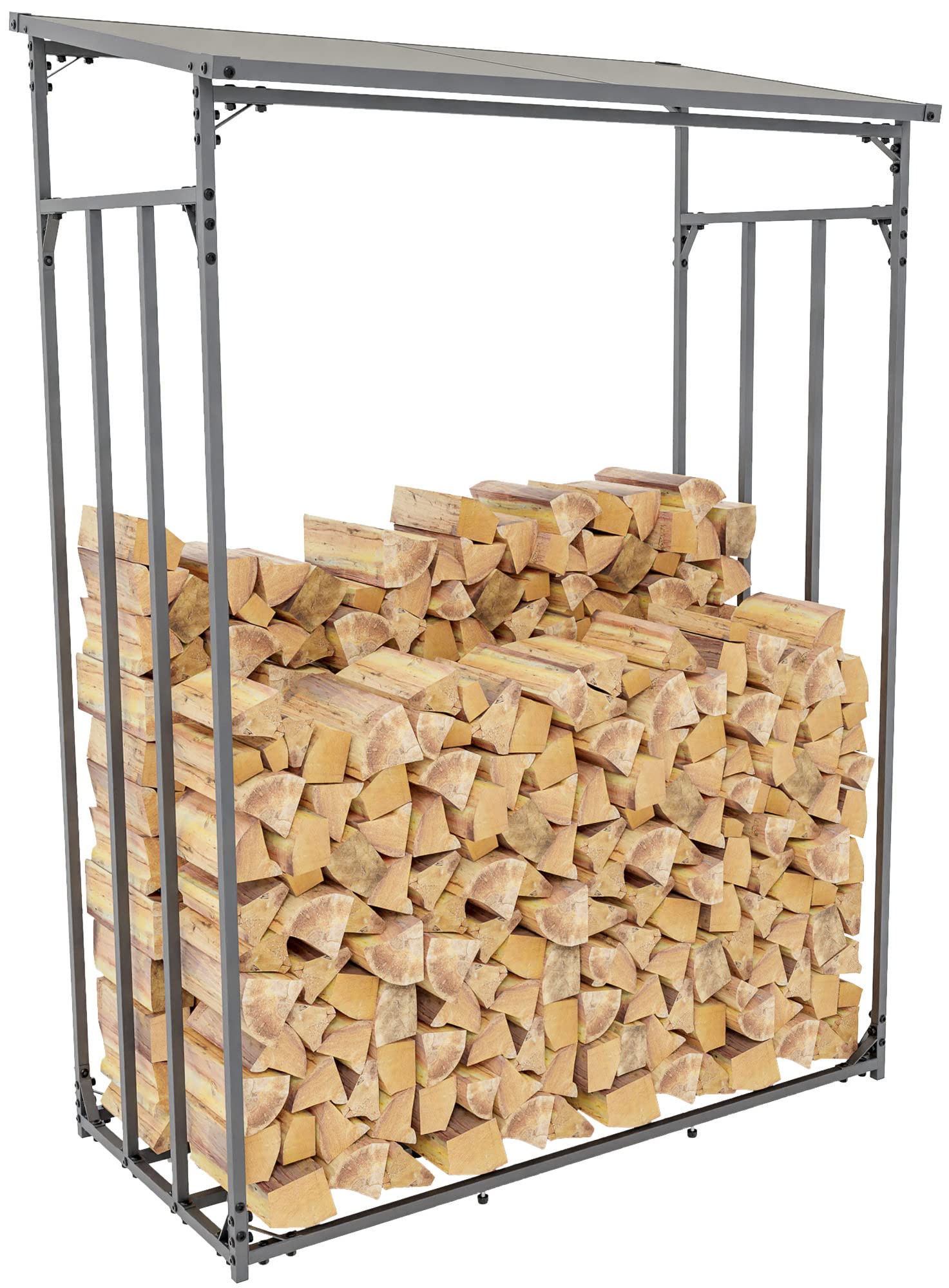 CLP Kaminholzunterstand Ruston I Kaminholzregal Anthrazit I Holzlager Aus Metall I Feuerholzregal Für Außen, Größe:L