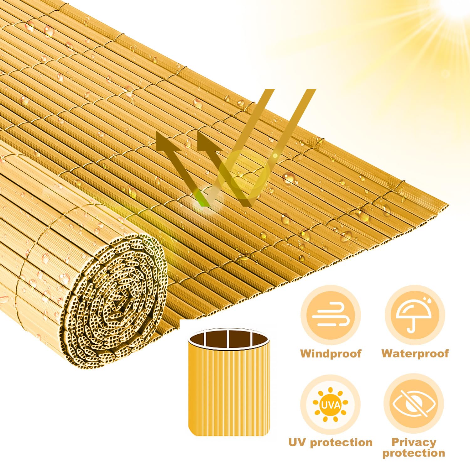 Brise-vue en PVC - 80 x 1000 cm - Triple renforcement - Brise-vue pour balcon - Avec serre-câbles - Protection contre le vent - Résistant aux intempéries - Résistant aux UV - Sans perçage