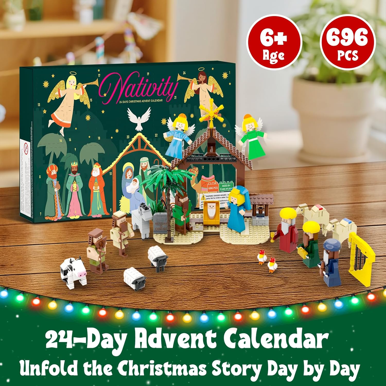 Nativity Advent Calendar 2025 Kids - 24 Days Christmas Countdown Nativity Scene Building Block Toys, STEM Xmas Gift for Boys & Girls Ages 6+, Holiday Party Favors