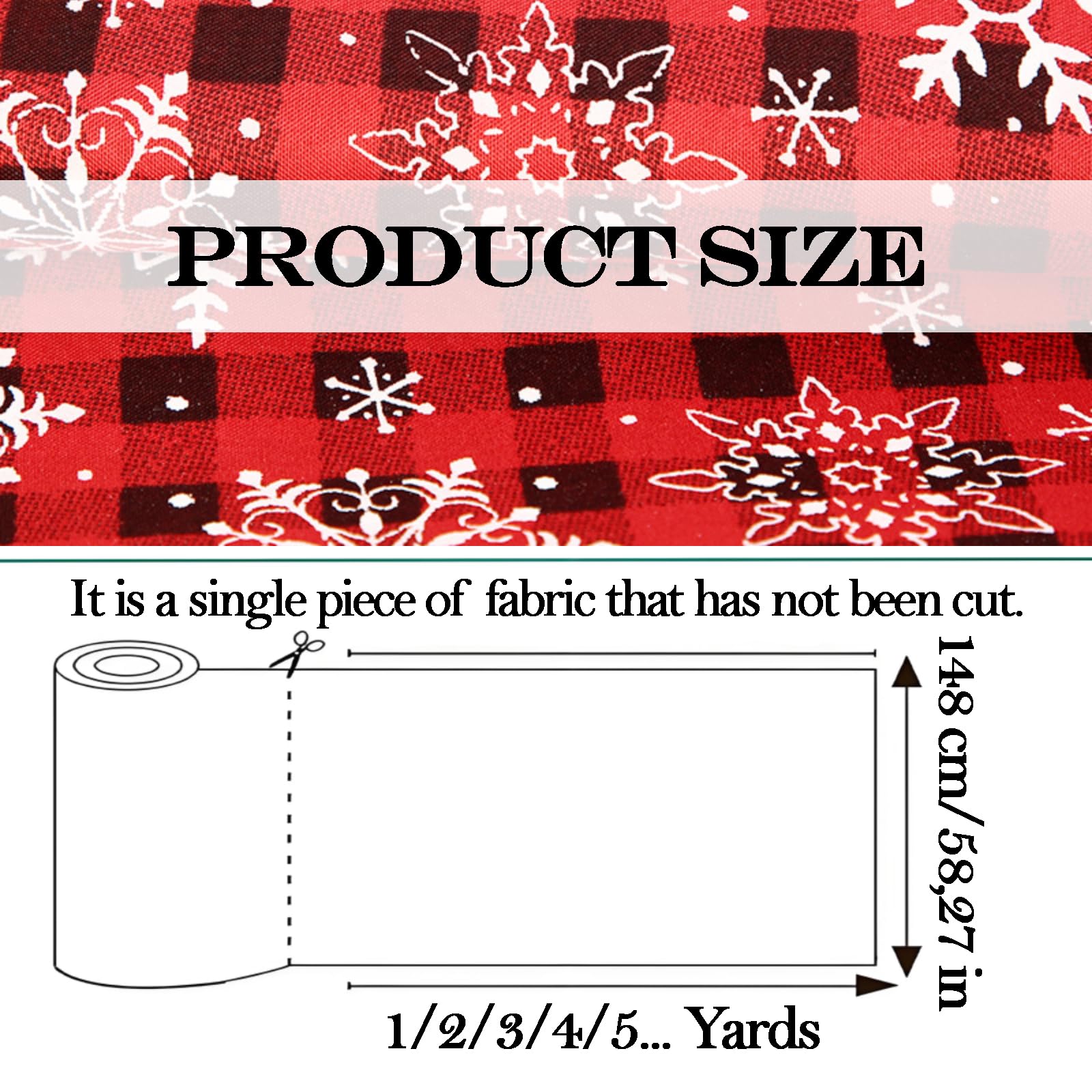 148 cm × 2 Yards tessuto fiocchi di neve rosso tessuto natalizio tessuto a quadri per cucito, tessuto con fiocchi di neve, tessuto a scacchi di Natale, per confezioni regalo, fiocchi fai da te