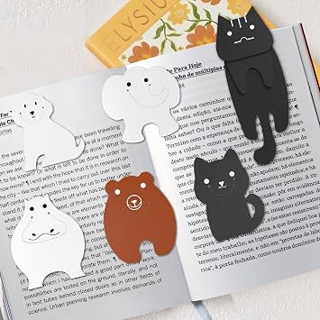 WOCOCN Leather Cute Bookmark, Creative Book Corner for Reading, Book Accessories, Suit for Teachers Students Book Reading Lovers, for School Office Home Supplies, 6PCS