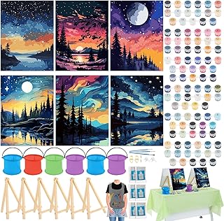 Gersoniel 6 Sets Pre Drawn Paint by Numbers Kit for Adults Beginner, 16x...