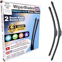 Beam Wiper Blades Set w/ compatible with Genesis G80 2019 Set of 2 Tempest Elite Wipers