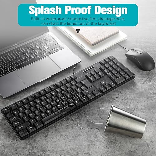 Miniatura 5 de Fabbay 24 piezas de teclado y mouse con cable USB, 12 ratones con cable, 12 con cable, teclado de tamaño completo para escuela, oficina, hogar,