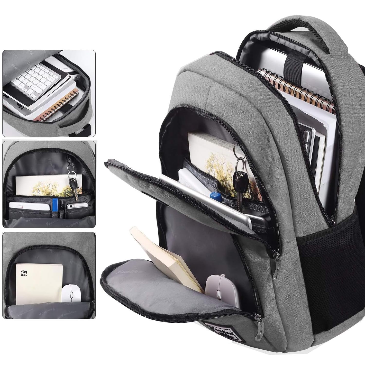 YAMTION - Zaino per uomo e donna, zaino per la scuola, per adolescenti, per laptop da 15,6 pollici (39,5 cm), zaino per computer portatile, con porta di ricarica USB, per lavoro, studio, viaggi