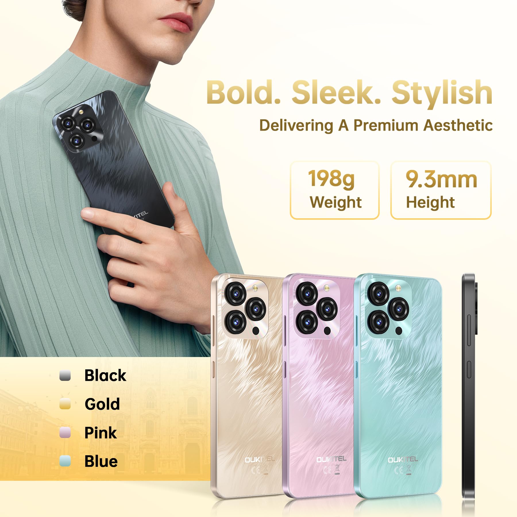 OUKITEL C3 Telefonos Moviles Libres, 16GB (4+12) RAM+128GB ROM/TF