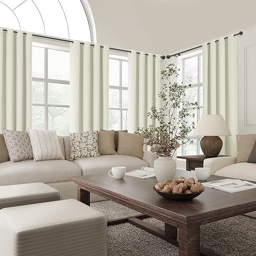 Miniatura 18 de ChrisDowa Cortinas 100% opacas de abedul liso de 96 pulgadas de largo, 2 paneles para dormitorio, sala de estar, oscurecimiento de la habitación de