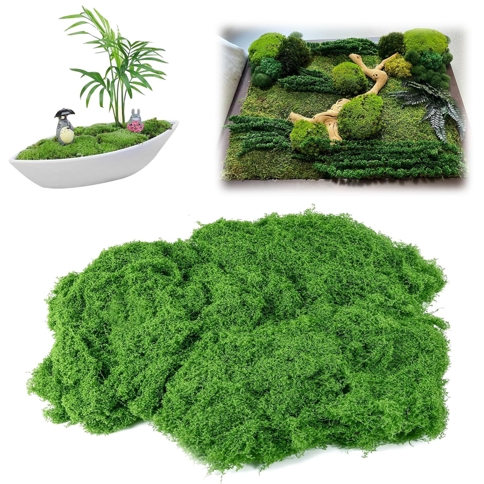 GIDWRIY Muschio Finto per Decorazioni,Muschio Sintetico per Presepe Verde Scuro,Muschio Stabilizzato da Parete,Muschio Artificiale Piante,Licheni Stabilizzati Moss,Muschio Islandese per Modellismo