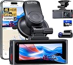 Pelsee S3 Toucher 4K Cam avant et arrière Dash, STARVIS 2 Capteur, STARLIT™ vision nocturne en couleur, 128GB Carte, WiFi 6, ADAS, Caméra Dash pour voitures avec écran IPS 3,39", contrôle de la voix, 24H Mode de stationnement GPS