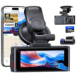 Pelsee S3 Touch 4K Dash Cam Front and Rear, STARVIS 2 Sensor, 128GB Card - Amazon product rated Grade A