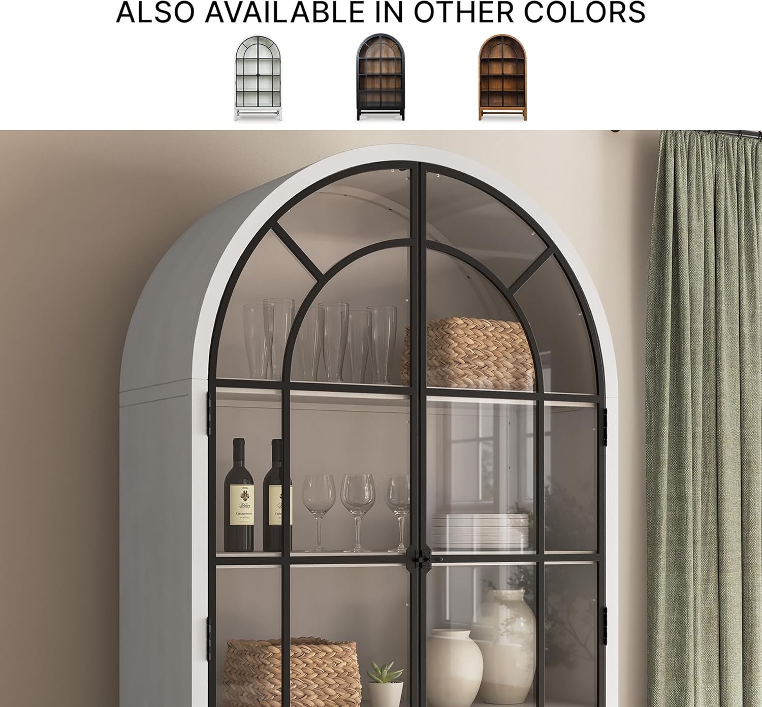 Signature Design by Ashley Chadworth Classic Display Cabinet with Anti-Tipping, White & Black