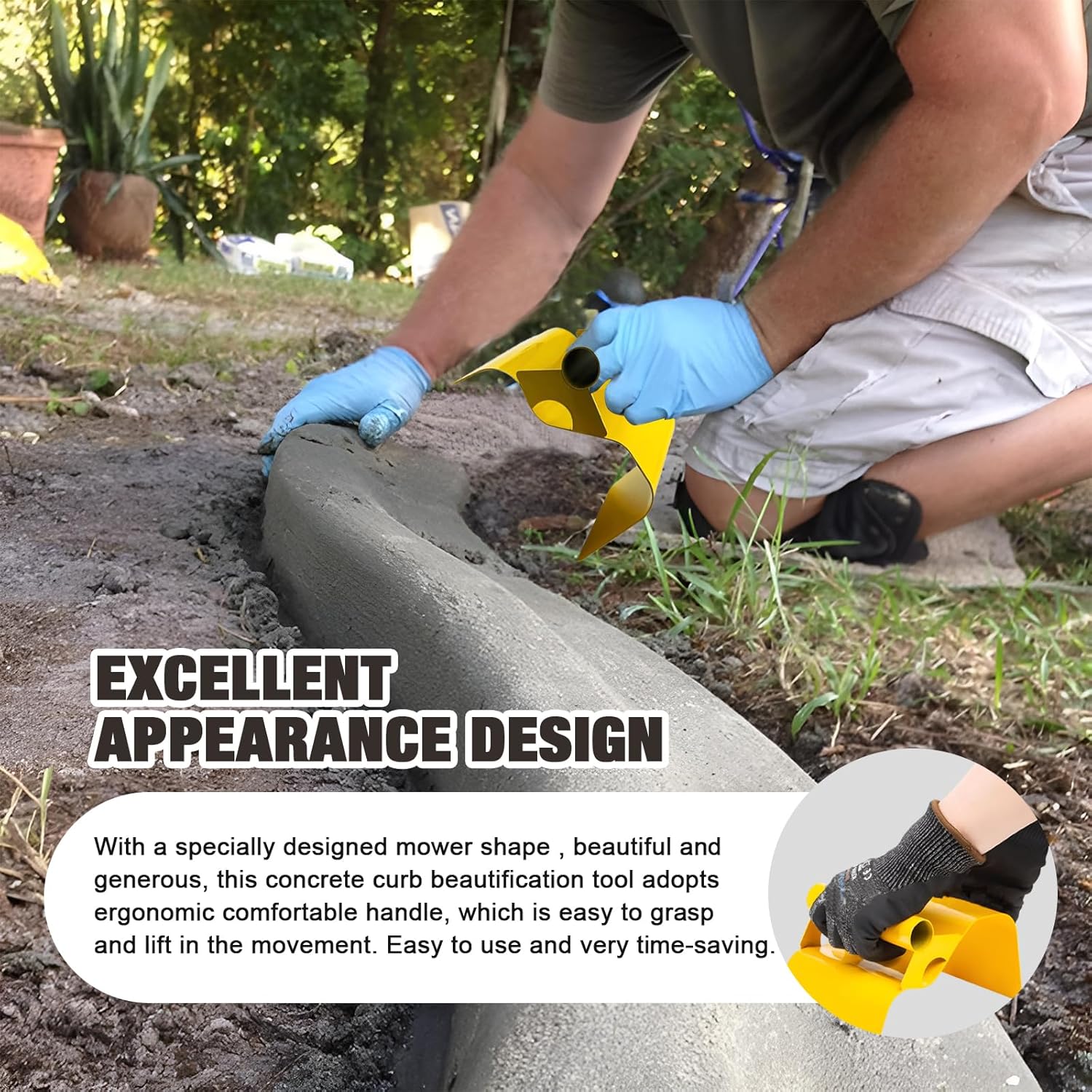 Concrete Curb Trowel Edger, Curb Tool for Concrete Edging, Concrete Curbing Trowel, Concrete Curb Hand Tool, Putty Knife