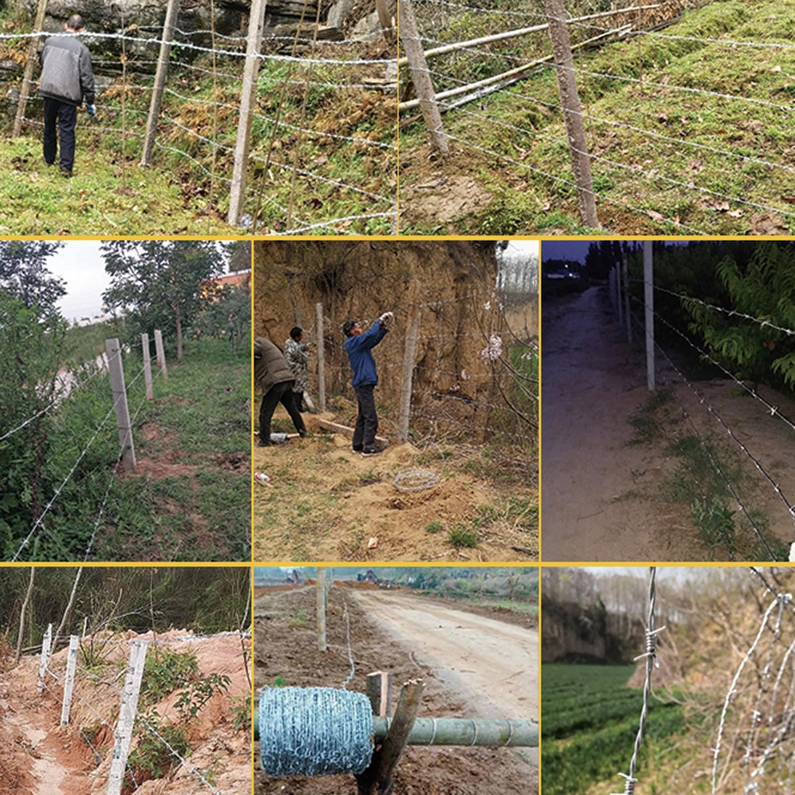 Alambre Espino Galvanizado Alambre de púas de 4 puntos, bobinas de alambre de púas antiescalada, alambre artesanal de púas fácil de doblar para cercas, artesanías de bate de béisbol residenciales