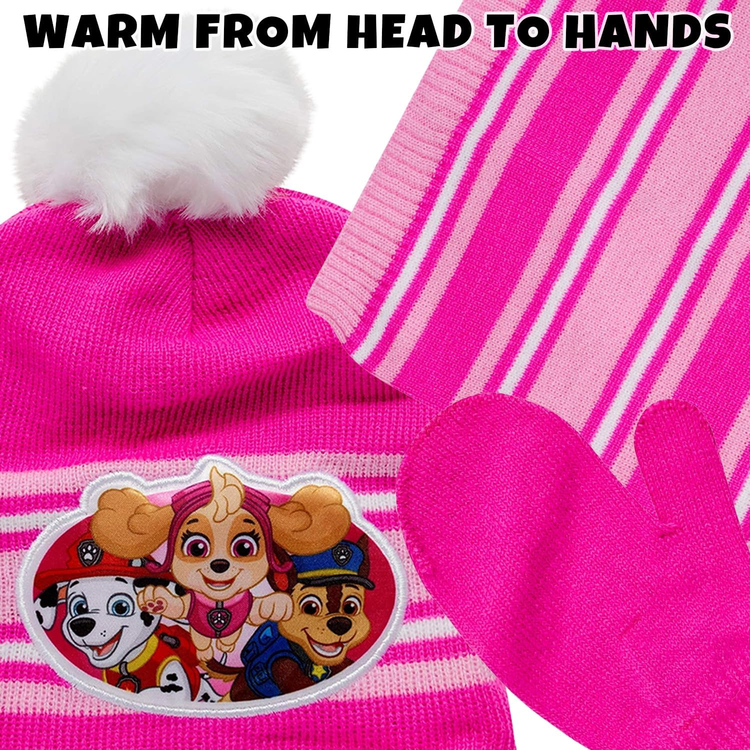 Nickelodeon Girls' JoJo Siwa or Paw Patrol Winter Hat, Gloves or Mittens, and Gaiter Set (2-7) - Image 3