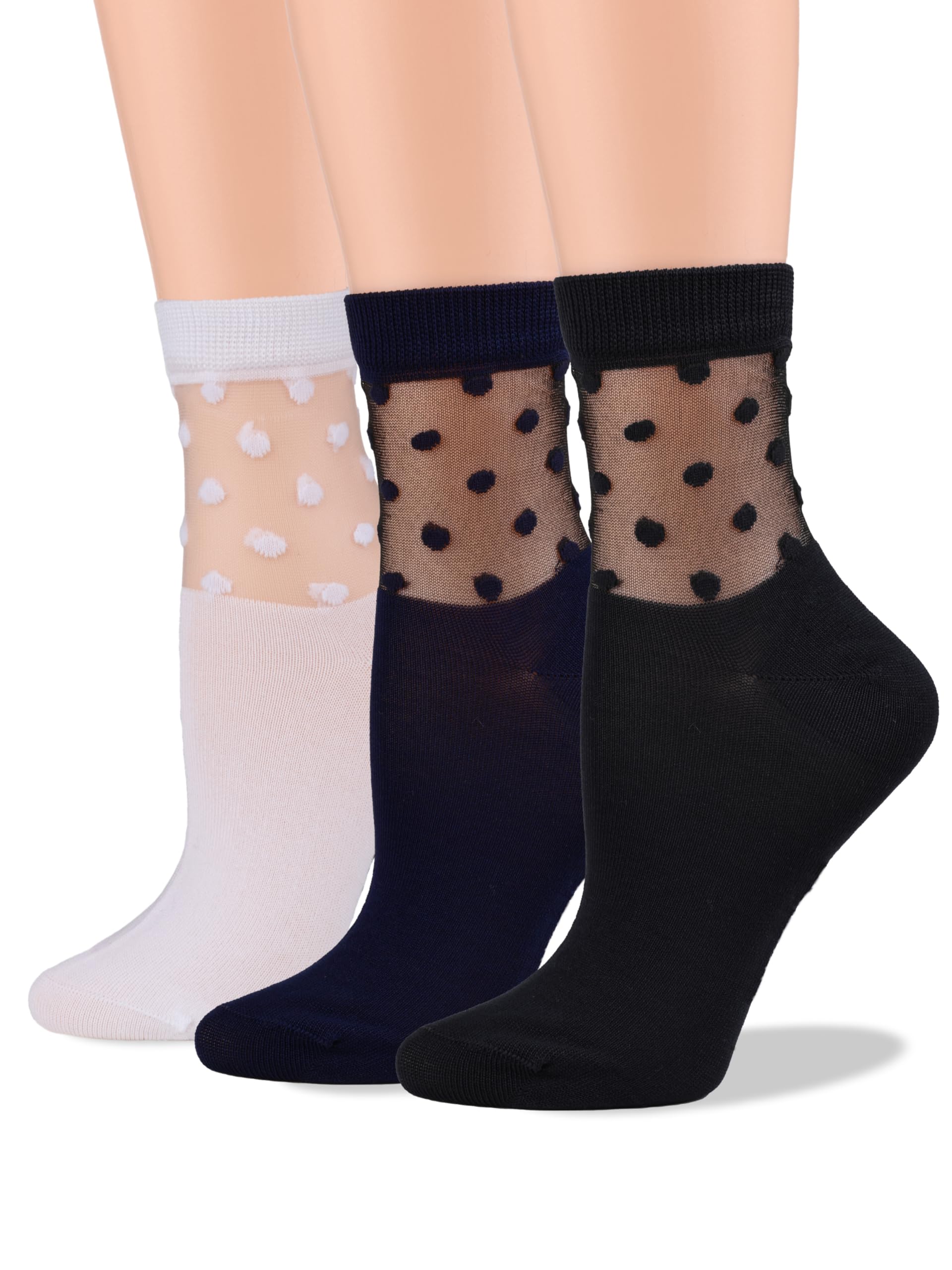 COTTON DAY Womens Fashion Thin Lightweight Half Sheer Tulle Ankle Socks