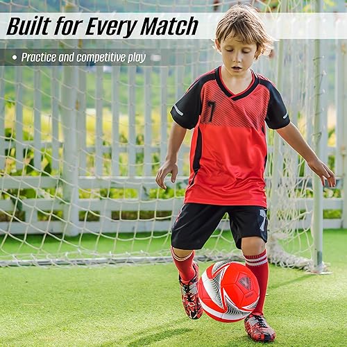 Miniatura 6 de Balón de Fútbol Vizari Odyssey | Balón de Fútbol Juvenil Duradero y Firme | Balón de Fútbol Junior con Carcasa de TPU Premium | Balón de Fútbol Rojo