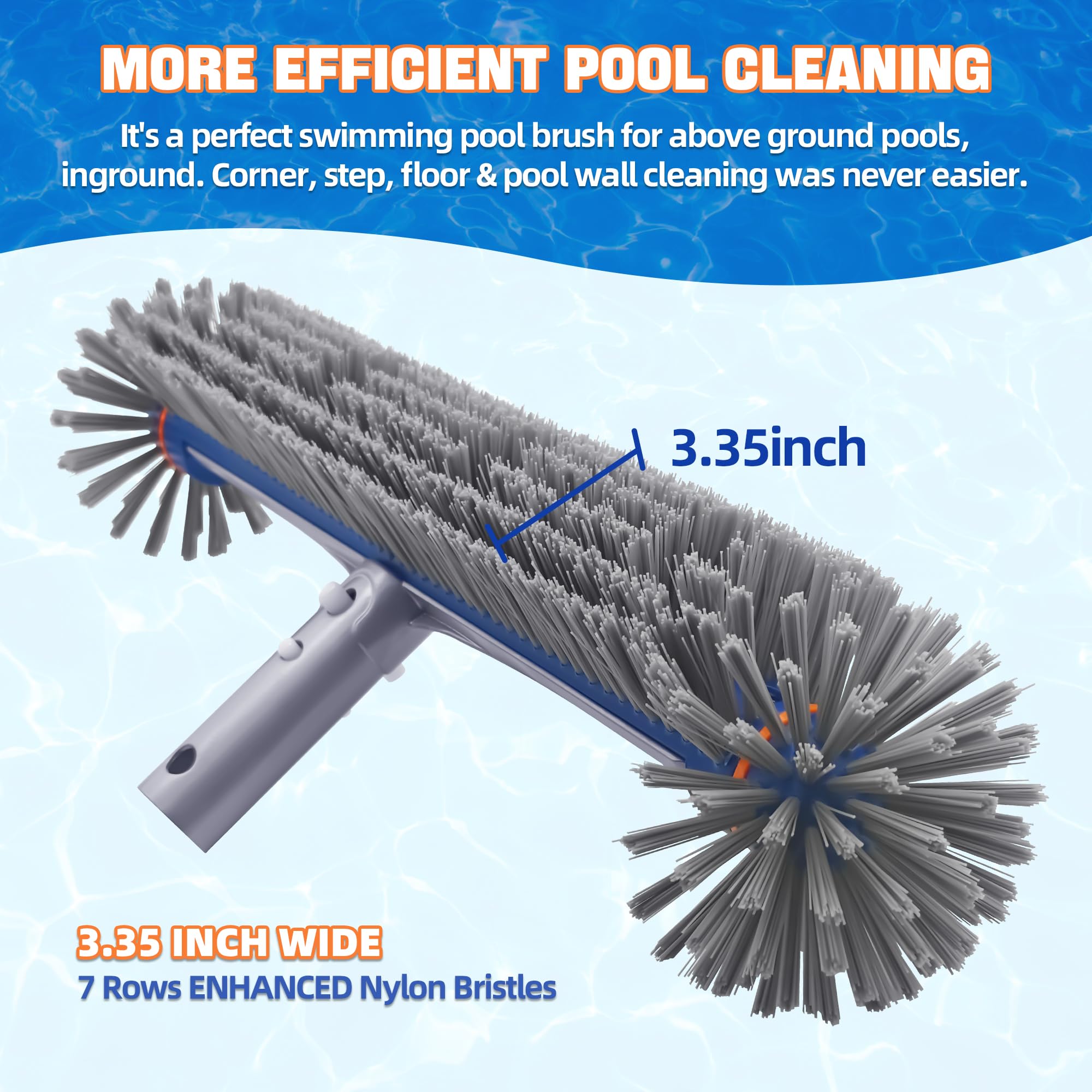 PooLiFE 17,5" Poolbürste Mit Schweres Aluminium-Rückteil und Griff 45cm Poolbürsten Nicht mit Teleskopstange