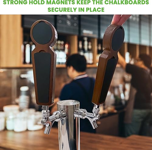 Miniatura 7 de Juego de 2 manijas magnéticas para grifo de cerveza para Kegerator, grifos de mango de cerveza de arce con marcador de tiza, juego de mango de grifo