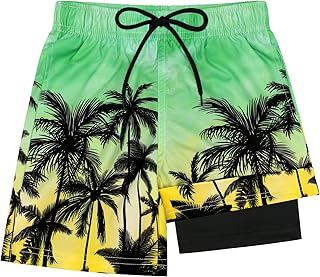 Olreco Youth Boys Swim Trunks with Compression Liner Boys Bathing Suit for Kids Swimsuits Teen Quick Dry Kids Board Shorts