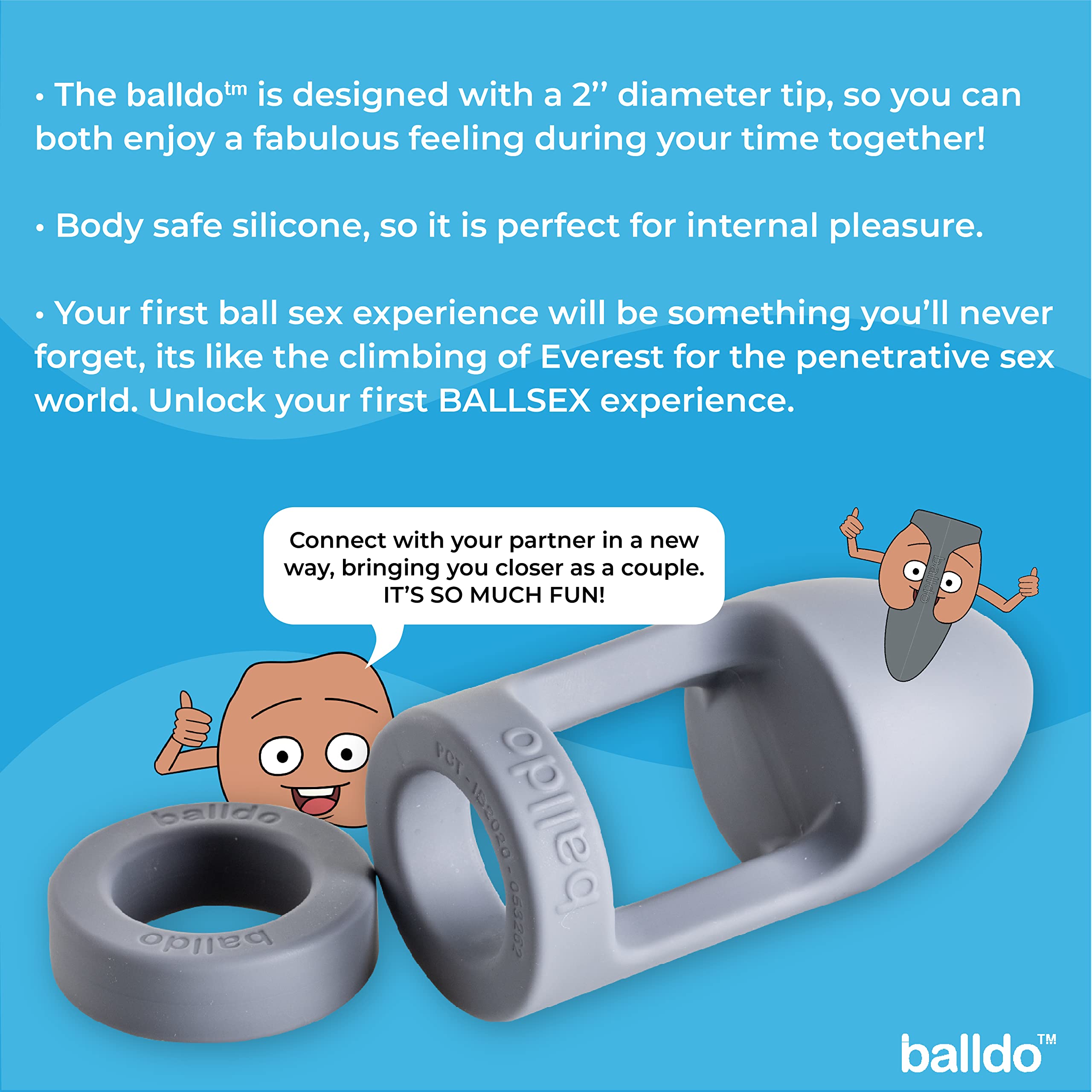 BALLDO, The Worlds First Dildo for Your Balls; Have Your First Ballgasm with This Sex Toy for Adults (Grey)…
