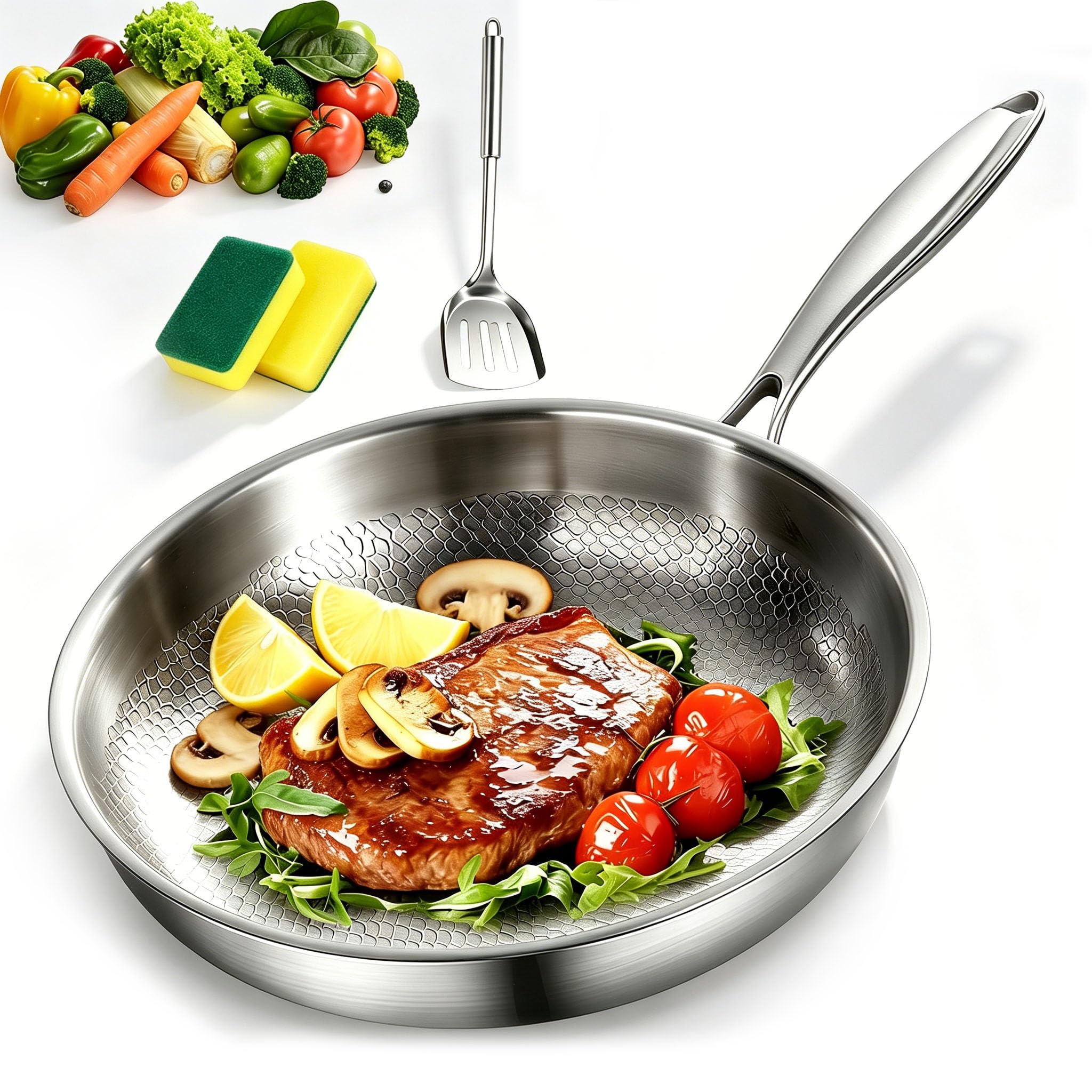 Poele Titanox, Titanex Poele En Titane, Poêle À Frire Antiadhésive Sans Revêtement Pour Cuisine Saine, Poêle Titane Pro À Induction Pour Rôtir, Cuire Au Four, Steak, Rest (Sans couverture,24CM)