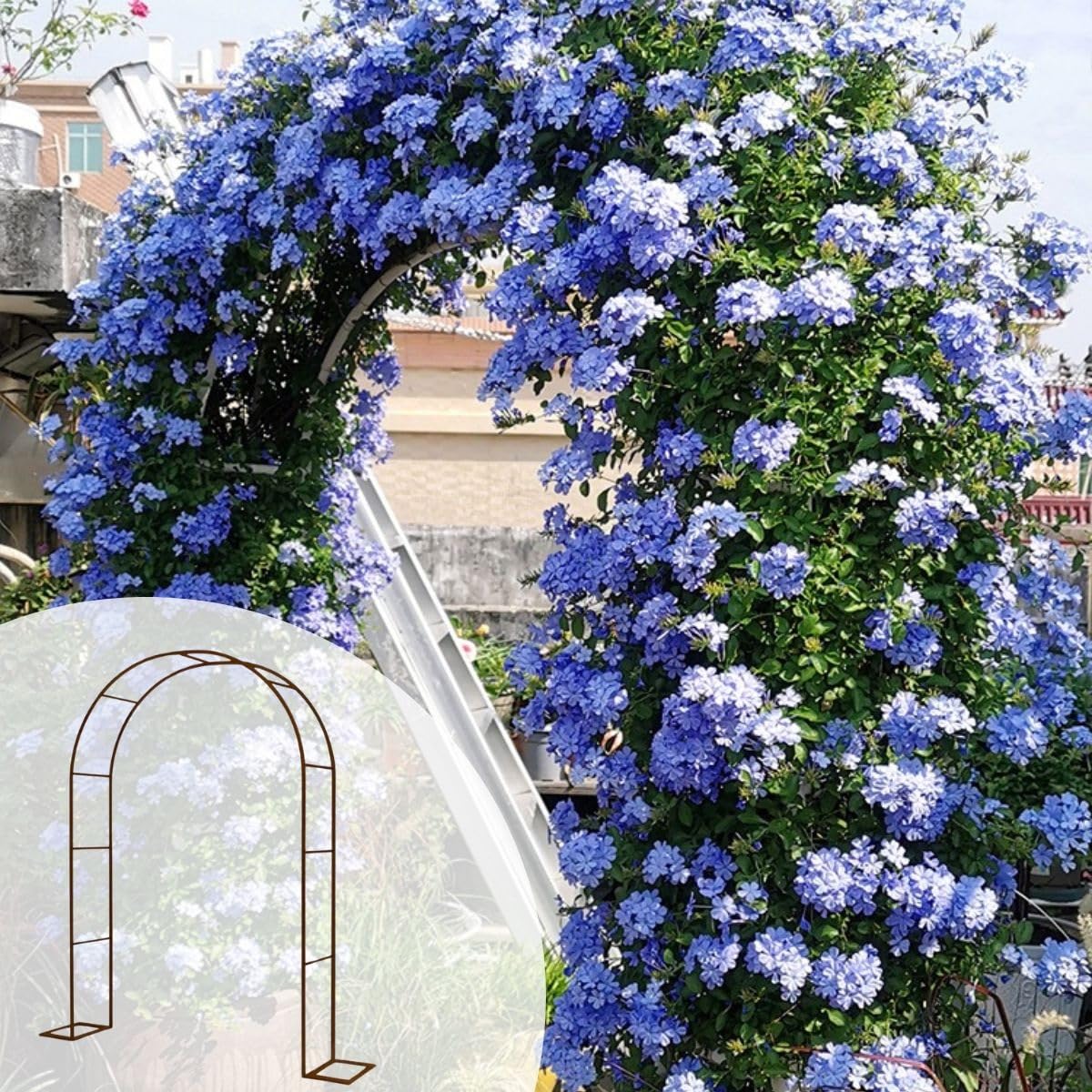 Arche de mariage en métal noir avec base antirouille - Pergola treillis pour plantes grimpantes et intérieur/extérieur - Pour décoration de fête de mariée - 40 cm de profondeur - Marron - 230 x 200 cm