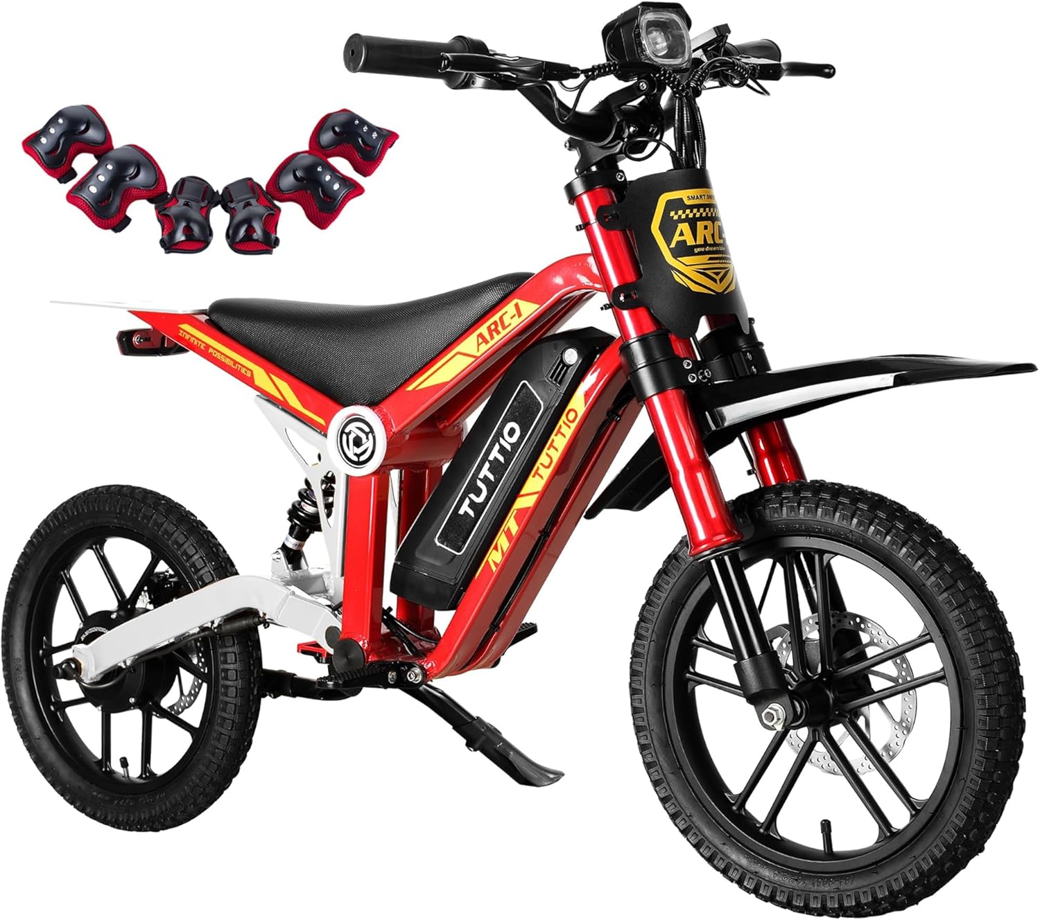 TUTTIO ARC-I 750W Electric Dirt Bike for Kids 5-8, 36V 13AH Electric Motorcycle Up to 22MPH & 25 Miles, 5-Speed Modes Kids Electric Bike, 16" Off-Road Tires
