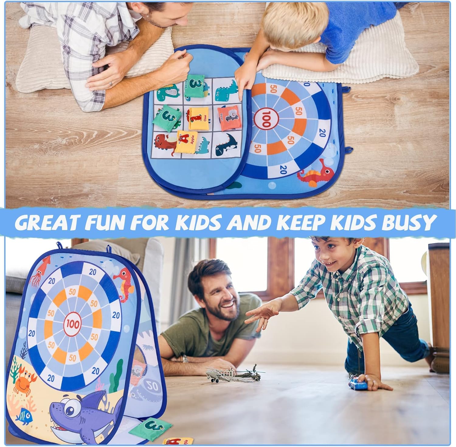 Tismell 3 in 1 Bean Bag Toss Game Set for Boy Girl Indoor Outdoor Game Cornhole Toy for Kids 3 4 5 6 7 8 9+ Shooting Game Toy for Birthday Christmas Halloween New Year Party Easter Gift : Toys & Games