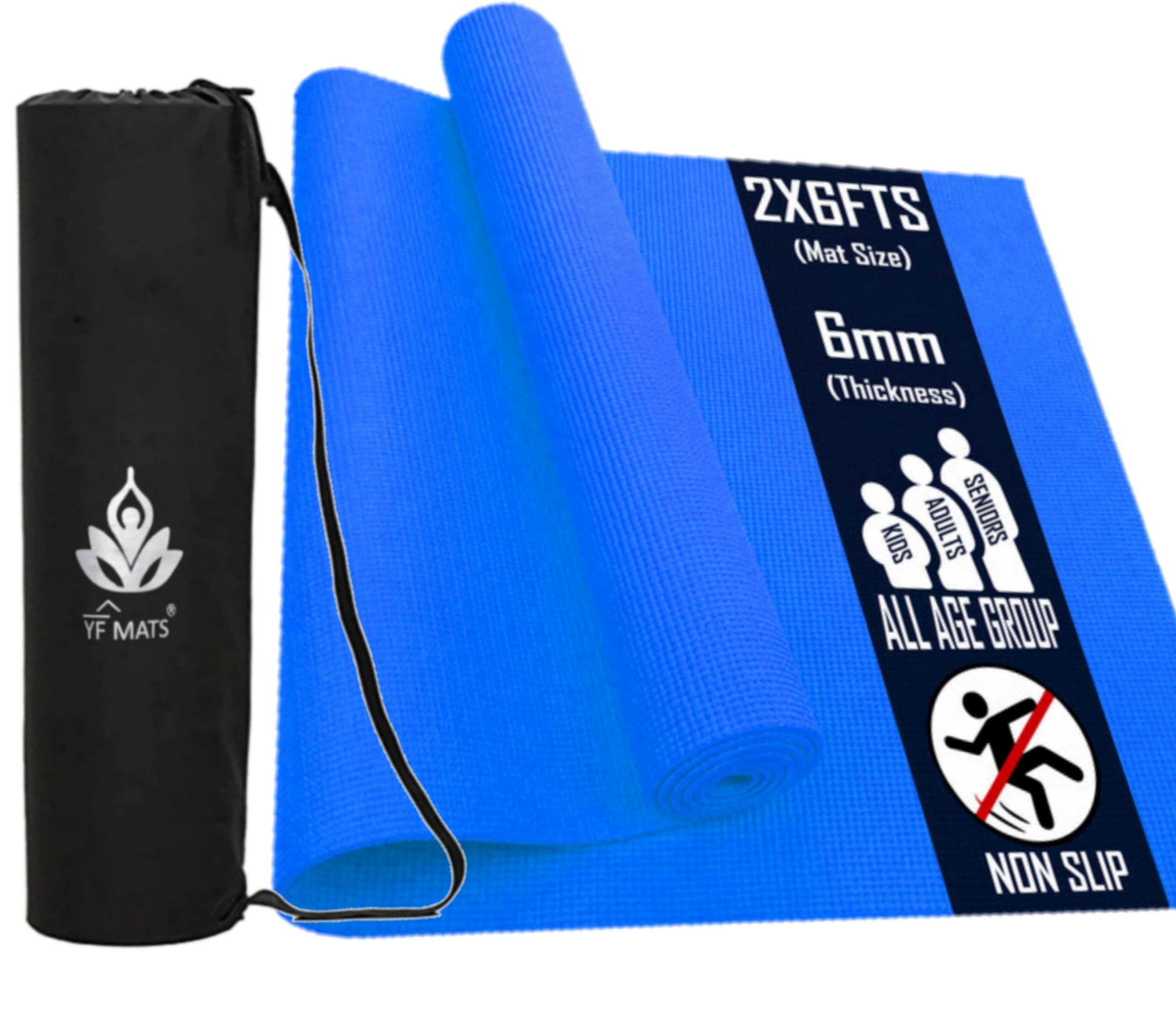 YFMATS 6MM-(blue)100% EVA ANTI SKID Light Weight YOGA MAT WITH CARRY STRAP Blue 6 mm Yoga Mat () (B0D4ZFGCNY) Amazon Price History, Amazon Price Tracker