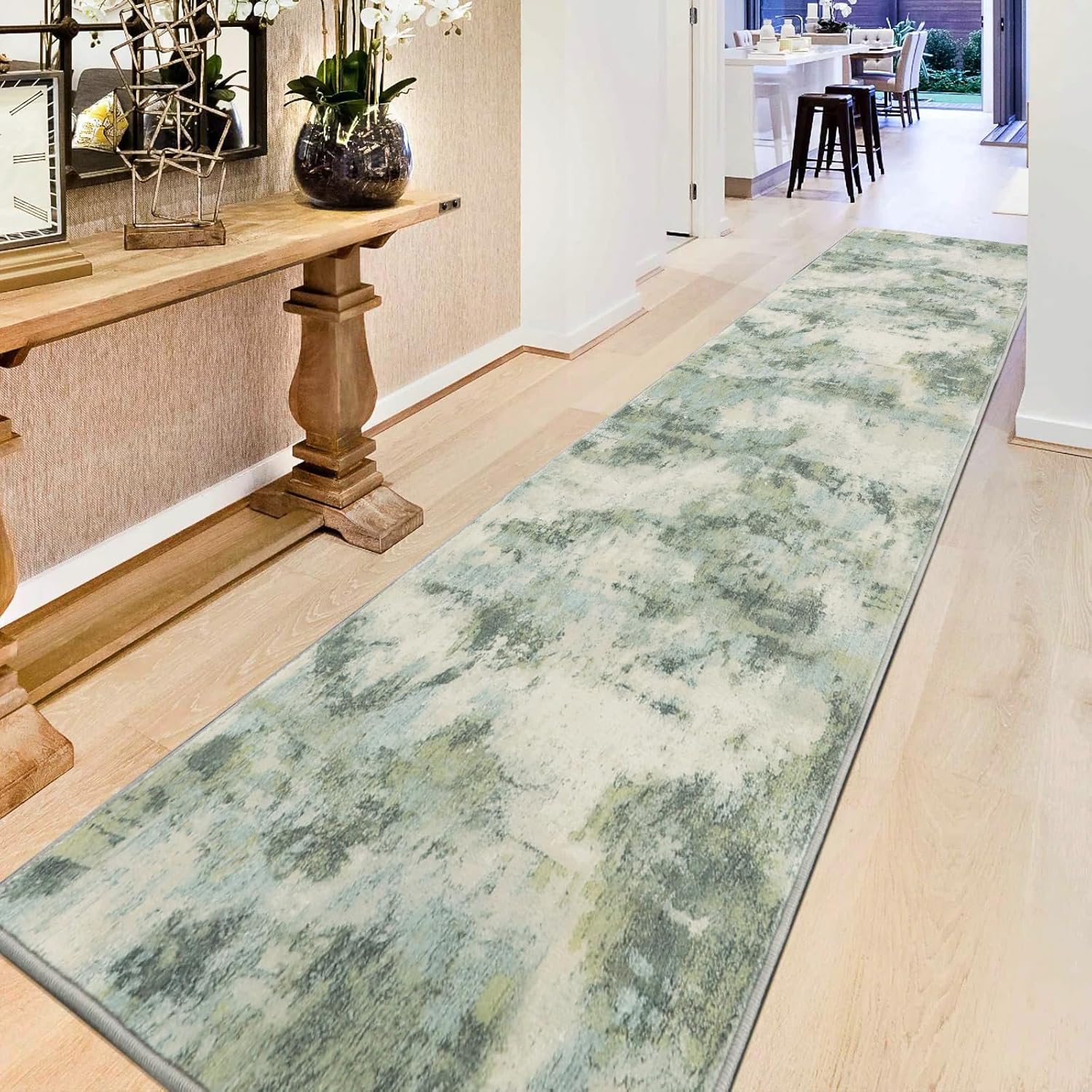 UMINEUX Runner Rug for Hallways, 2'x8' Washable Modern Abstract Hallway Rug with 𝐍𝐨𝐧- 𝐒𝐥𝐢𝐩 Rubber Backing, Low Pile Kitchen Rugs for Home Decor