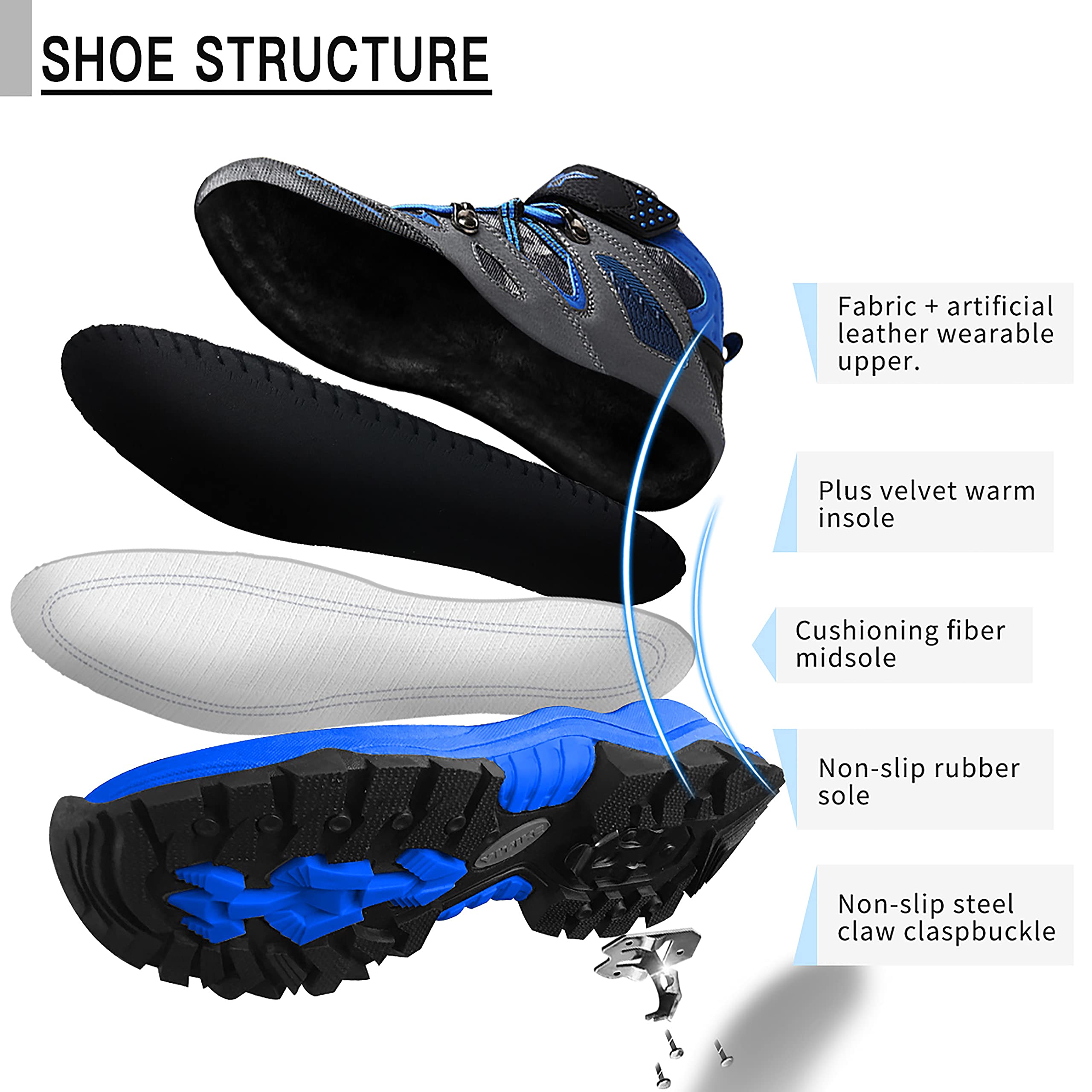 ELAPHURUS Chaussures en Coton pour Enfants Bottes de Neige d'hiver Garçon Fille Antidérapantes Bottes
