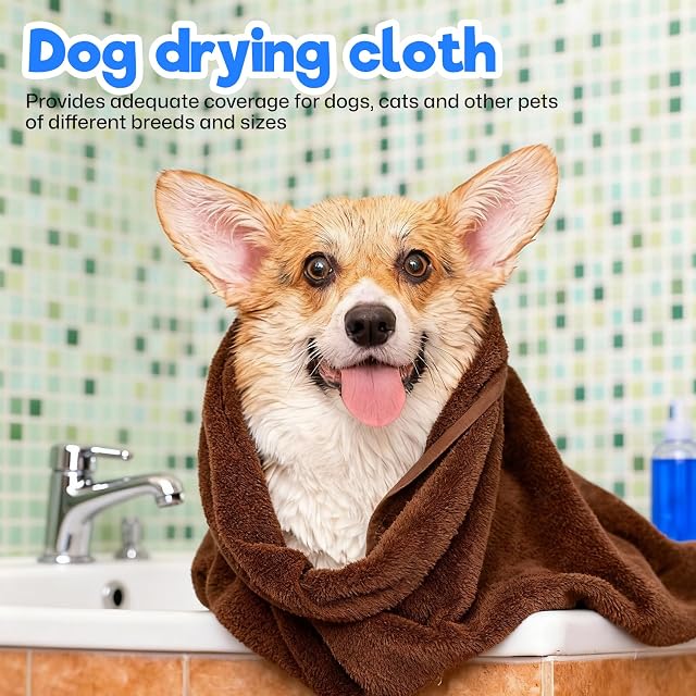 Foto 6 de 7 de YTSMFL Toalla para perros, 4 unidades, extra absorbente, 100 x 50 cm, secado rápido