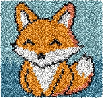 YP Latch Hook Kits for Adults DIY Rug Tapestry Kits with Printed Canvas Embroidery Kits Festival Gifts Home Decoration Fox,11.8inch X 11.8inch