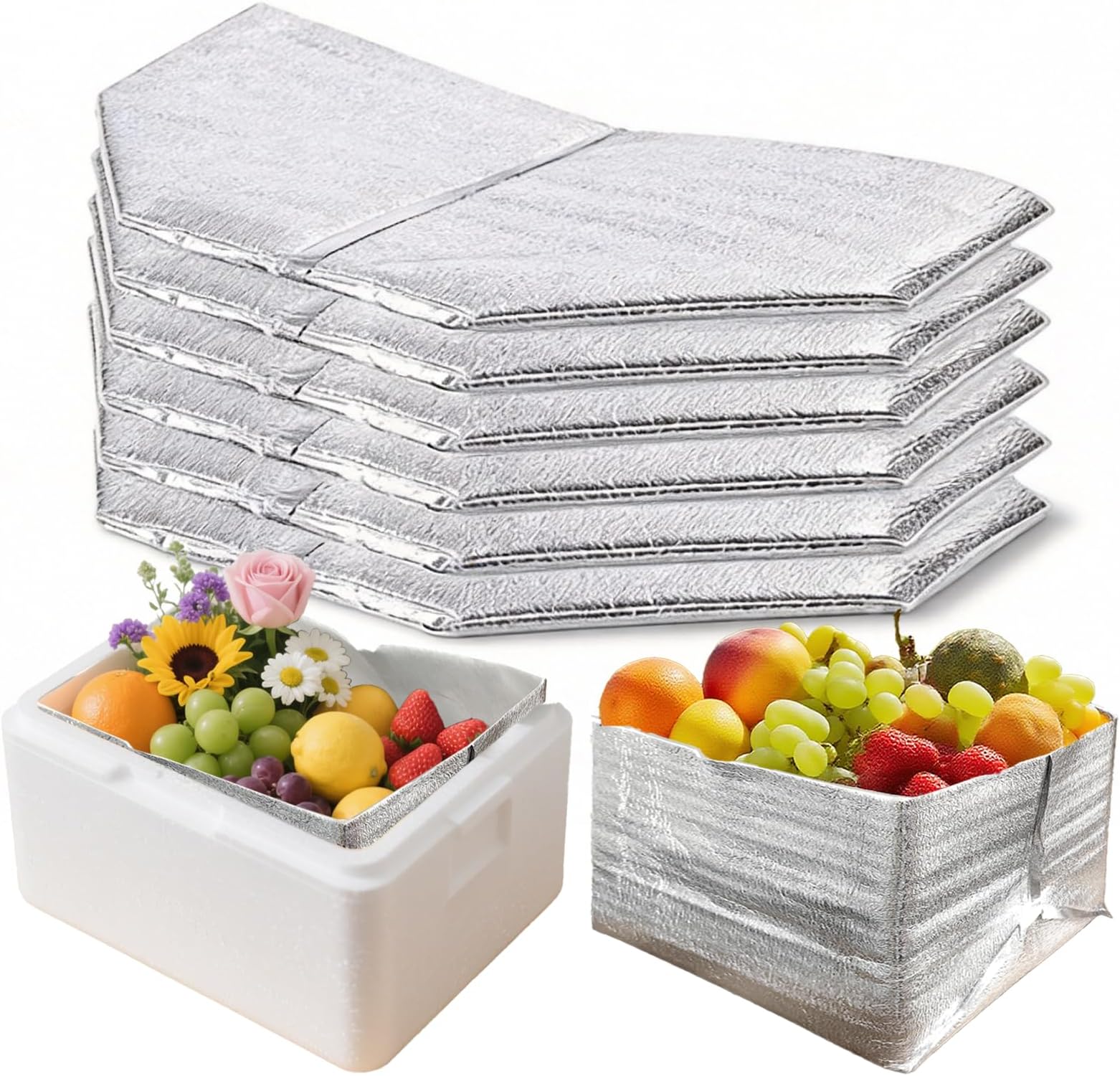 Smilco 6 Pack Insulated Bags for Food, Thermal Box Liners, Reusable Waterproof Metalized Insulated Shipping Bags for Lunch & Shopping(13 x 8.5 x 12 Inches)