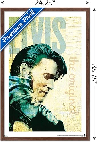 Miniatura 3 de Trends International Elvis Presley - Póster de pared original, 22.37 x 34.00 pulgadas, versión enmarcada de caoba