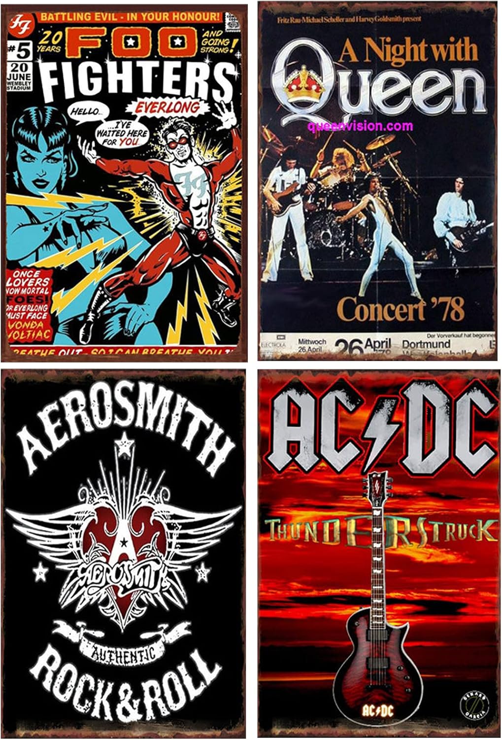 YOMIA Metal Poster of Rock Bands Tin Signs Wall Iron Painting Retro ...