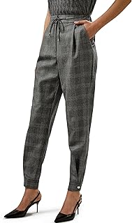 Silk Wool Pants for Women Pinstriped High-Rise Straight Silk Wool Blend Trousers Casual Ladies Bottom, Size